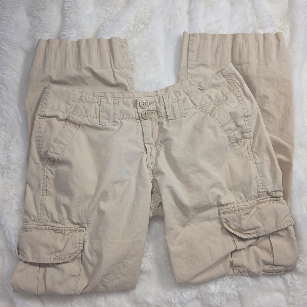 Hollister Cargo Pants Womens 4/27 Khaki Tan Excellent Low Rise Y2K 7W20085